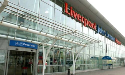 Liverpool John Lennon Airport departures lounge entrance